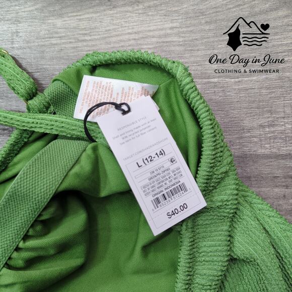 Shade & Shore Smocked One Piece Swimsuit Size L - Picture 2 of 5